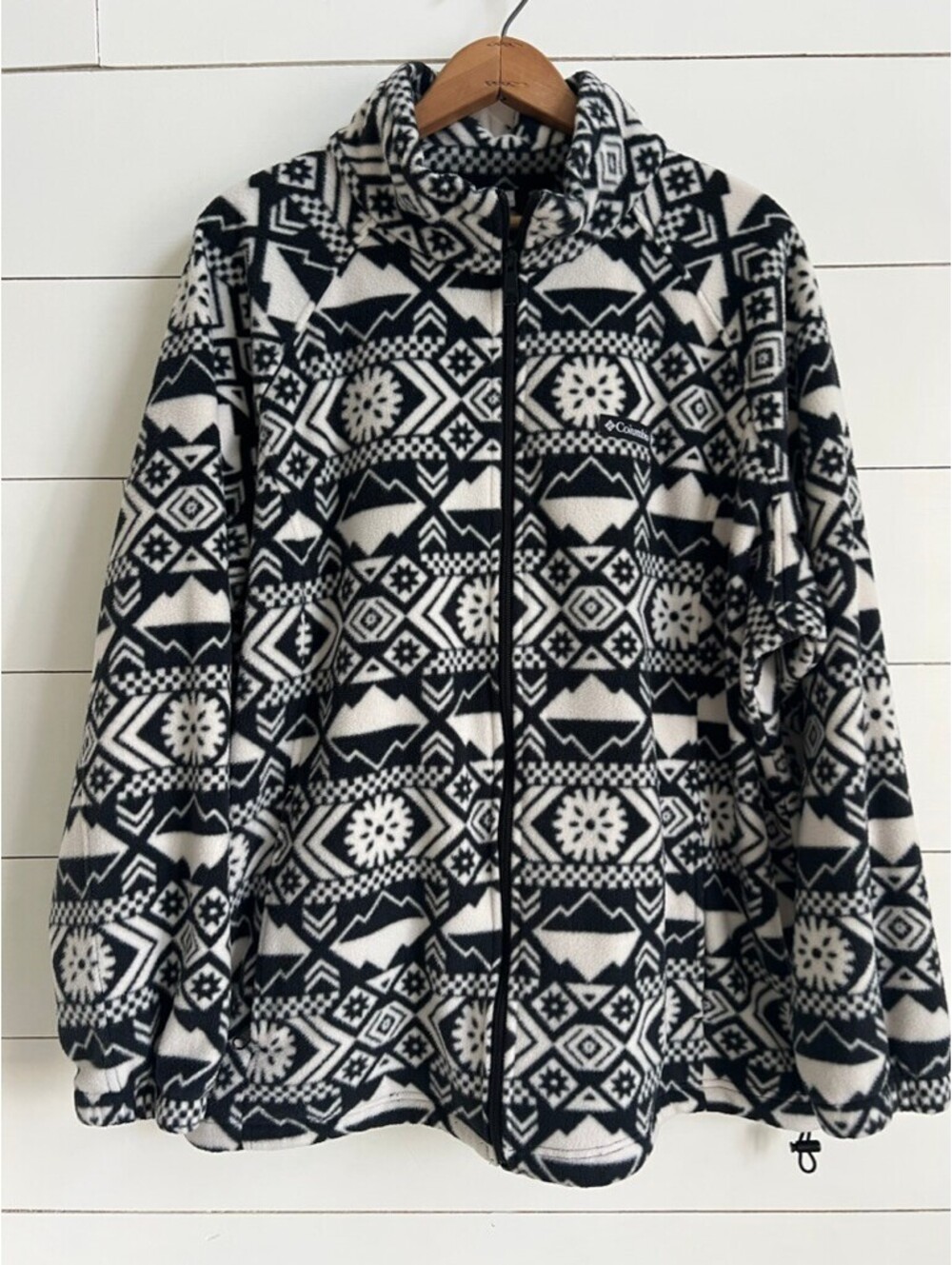 Columbia Geometric Pattern Fleece Jacket Women's Size 3X Gorpcore Granola Fall